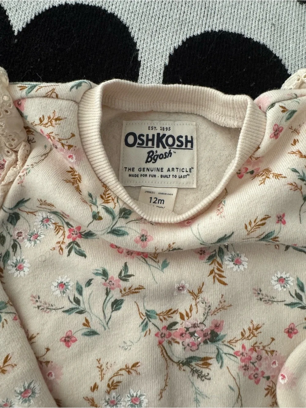 OshKosh B'gosh Cream Floral Ruffle-Shoulder Sweatshirt